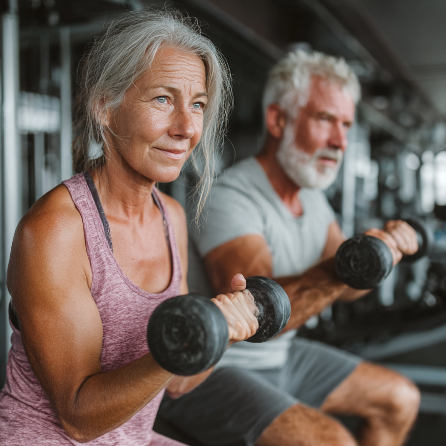 Активні люди зрілого віку займаються фітнесом