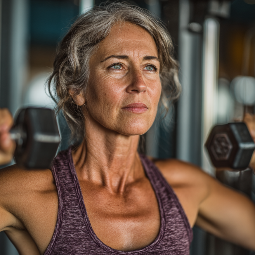 Тренер працює з клієнтом зрілого віку